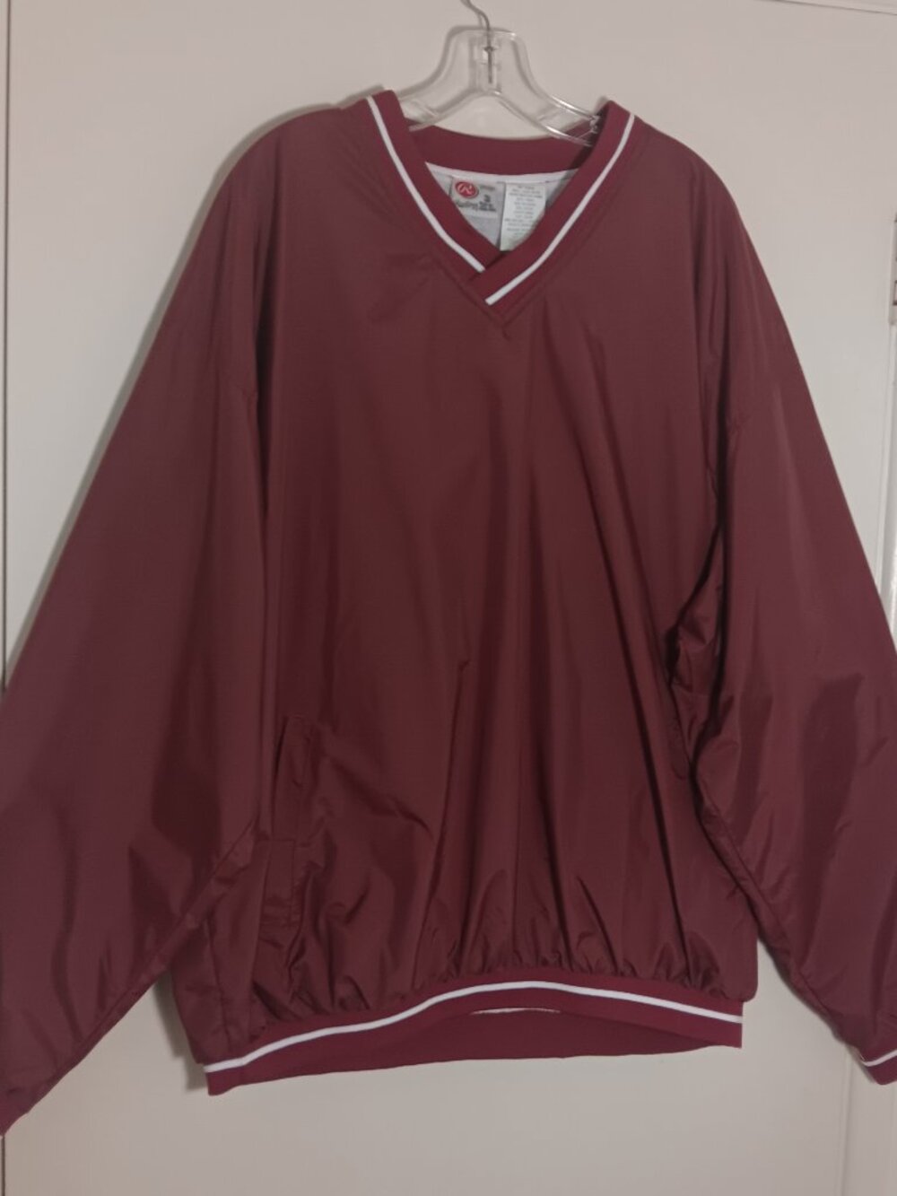 Rawlings pullover windbreaker jacket mens 3XL maroon vneck lined baseball